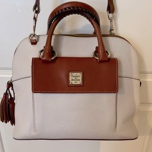 Dooney & Bourke White and Brown Leather Satchel